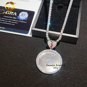 Nuovo Arrivo Ciondolo Personalizzato Hip Hop in Argento 925 a Forma di Cuore Spezzato con Foto e Moissanite - Product Image 3