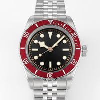 Montre de plongée automatique pour homme, cadran à aiguilles mécaniques lumineuses, lunette en cristal saphir, résistance à l'eau 3BAR, mode noire