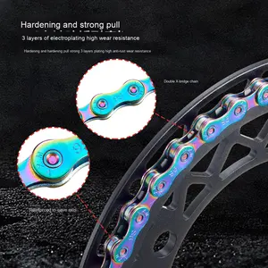 8-<span class=keywords><strong>Speed</strong></span> Volledig Gegalvaniseerde Stalen Mountainbike Ketting <span class=keywords><strong>9</strong></span> 10 11S Schakelaccessoires Kleurrijke Roestwerende Mtb Fietsketting - Product Image 4