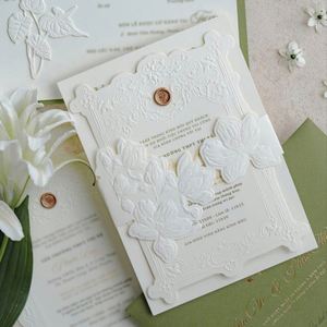 Invitaciones de Boda de Lujo, Diseño de Logotipo Personalizado, Papel Kraft, Impresión Tipográfica en Cartón, Grabado en Relieve, Proveedores de Sets al por Mayor - Product Image 2