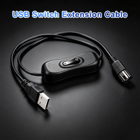 Cable de Extensión USB 2.0 con Interruptor de Encendido/Apagado, Conectores Macho/Hembra (Alimentación de Datos), Blindado con Lámina de PVC, Conductor de Cobre Puro