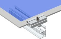Pince intermédiaire sans cadre pour film mince avec caoutchouc EPDM pour système de montage sur rail solaire, toit plat métallique, AL6005 anodisé, OEM ODM ART SIGN
