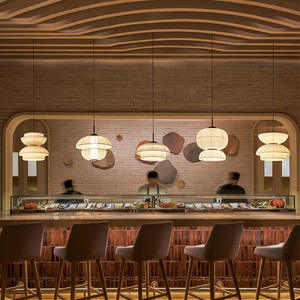 โคมไฟระย้า LED สไตล์วาบิซาบิแบบญี่ปุ่น ปรับความสูงได้ ปรับความสว่างได้ พร้อมผ้าจีนกลางแบบเซน เหมาะสำหรับโต๊ะอาหารในโรงแรม - Product Image 6