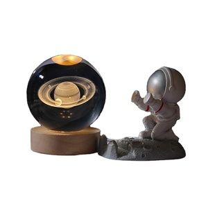 2024 nouveau blnieece honneur de cristal 3d lune cristal sphère galaxie boule de cristal lumière ornement de bureau - Product Image 6