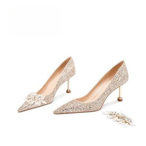Nouvelle Collection Été : Chaussures à Talons Hauts pour Femme, Style Français, Polyvalentes, Ornées de Strass et Paillettes Carrées, Talons Fins - Product Image 3