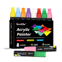 Ensemble de marqueurs à peinture acrylique à pointe de 15 mm, 8 couleurs, marqueur acrylique à base d'eau pour fenêtres, stylo pour artistes scolaires