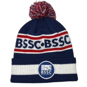 Màu Đỏ Trắng Và Màu Xanh Jacquard Thư <span class=keywords><strong>Bobble</strong></span> Mũ Tùy Chỉnh Acrylic Dệt Kim Mùa Đông Mũ Pom Pom Người Lớn Mũ Beanie Với Dệt Vá Logo - Product Image 1