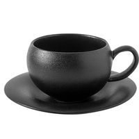 Tasse à café en céramique pour latte art, cappuccino, barista, avec soucoupe, 300 ml, noir et blanc, forme d'œuf, mug à café, ensemble de tasses à thé de l'après-midi