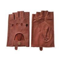 Gants en cuir mi-doigts sans doublure, antidérapants et respirants, de haute qualité, pour sports de plein air, conduite, équitation, style vintage