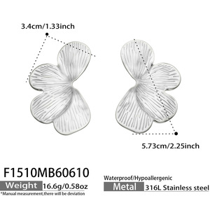 Boucles d'oreilles en acier inoxydable plaqué or en forme de feuille de Ginkgo, bijoux élégants en forme de feuille florale pour femmes - Product Image 6