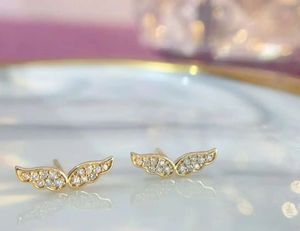 Xinfly Trendy 18k Solid Gold AU750 0.16ctw Natural Diamond Angel <b>Wing</b> Stud <b>Earrings</b> for Gift Fine Jewelry - Product Image 4