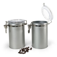 Boîte en métal étanche de luxe personnalisée en usine pour l'emballage de café, pain, biscuits, en matériaux recyclés, finition argent mat