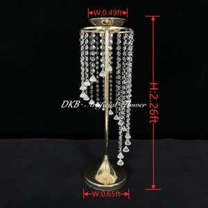 DKB โต๊ะดอกไม้โลหะคริสตัลสีทองงานปาร์ตี้ - Product Image 2