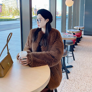 <span class=keywords><strong>Manteau</strong></span> en fausse fourrure <span class=keywords><strong>de</strong></span> renard tissée <span class=keywords><strong>de</strong></span> couleur unie pour femme, col rond, devant ouvert, cardigan décontracté d'hiver, veste moelleuse - Product Image 4
