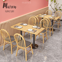 Table et chaise en bois massif pour restaurant moderne, salon de thé, restaurant de nouilles, café de cuisine occidentale décontractée, restaurant de hot pot, avec canapé mural et banquette.