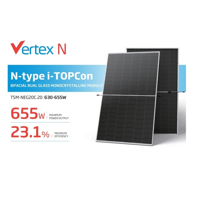 Trina Vertex N-Type i-Topcon TSM-NEG20C.20 630-655W Commercial Home Bifacial Dual Glass Monocrystalline 640W 650W Solar Panels