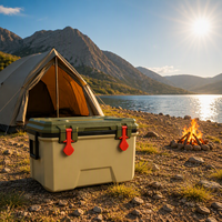 Glacière pour camping en plein air, pique-nique, pêche, mousse PU thermique, rétention de glace 48H, poignée télescopique, LLDPE de qualité alimentaire