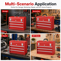 Armoire à outils verrouillable à 3 tiroirs, peinte en rouge, OEM, fournie directement par l'usine, pour les mécaniciens automobiles
