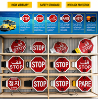 Système de signalisation automatique pour arrêt de bus scolaire avec bras LED, barrière de stationnement électrique pliable et système d'avertissement de sécurité pour flotte de bus