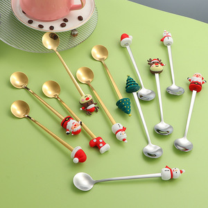 ช้อนสแตนเลส 304 ช้อนขนมหวานลายการ์ตูนสำหรับคริสต์มาส ช้อนคนกาแฟ ช้อนของขวัญสุดสร้างสรรค์ - Product Image 2