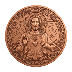 Moneda de 1 onza de Cobre Puro con Sagrado Corazón de Jesús, Grabado en Relieve 3D, Impresión UV, Artículo Religioso Católico Cristiano Coleccionable - Product Image 1