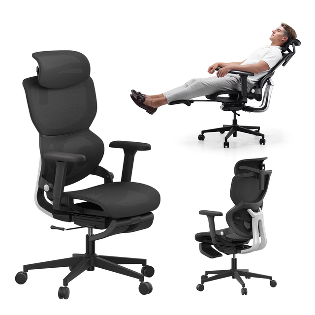 Ergonomic Gaming Chair Footrest Home Office Use Soft Rubber Lumbar Support Extra Large 2D Headrest 3D Armrest 140