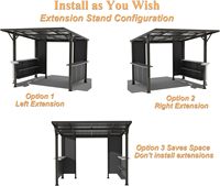 Gazebo de jardin avec toit rigide 10'x 10', gazebo de barbecue extérieur avec étagères de rangement, auvent permanent en acier galvanisé