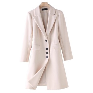 Women's Mid Length Wool Coat Gray Elegant Business Leisure Warm Winter Outerwear - Product Image 5