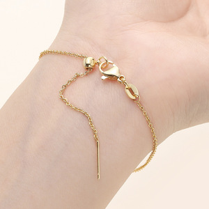 18k Gold Plated Lobster Clasp Chain <b>Adjustable</b> <b>Bracelet</b> Findings For DIY Jewelry Making Copper Plating GA0614 - Product Image 4