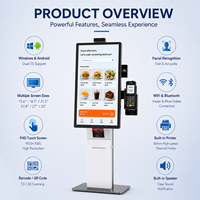 Kiosco de Pago de Autoservicio con Pantalla Táctil de 21.5 Pulgadas, Lector de Códigos QR e Impresora para Pagos y Pedidos en Centros Comerciales