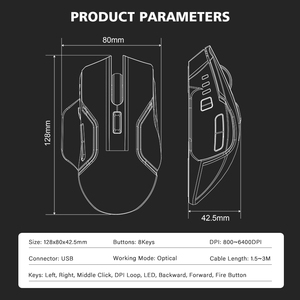 Cảm Biến Chính Xác Cao Có Dây Thiết Kế Công Thái Học 8d RGB Chuột Chơi Game Có Đèn Nền Máy Tính Xách Tay Phổ Thông - Product Image 6