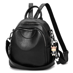 Business <b>Laptop</b> <b>Backpack</b> Simple Travel Bag Multifunctional Student Schoolbag Leisure Versatile Soft Leather Black - Product Image 1