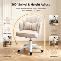 Chaise de bureau pivotante en forme de pétale avec coussin en forme de nœud, chaise de bureau réglable en hauteur avec base à cinq étoiles pour la maison, l'étude, la coiffeuse et le bureau