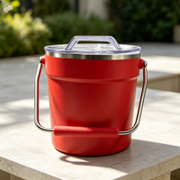 Seau à glace isotherme réutilisable en acier inoxydable 304 avec poignée et couvercle pour refroidissement de boissons lors de fêtes et bars en extérieur
