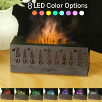 Humidificateur ultrasonique de brume fraîche de diffuseur d'arôme de lumière d'effet de flamme de 7 couleurs de grain de bois pour la station thermale de yoga de bureau à la maison de prix bon marché