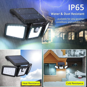 Projecteur LED Solaire Mural Extérieur Étanche 10W à Trois Têtes Multi-modes pour Jardin, Cour et Allée HY 102 IP6 - Product Image 6