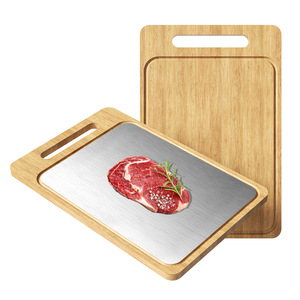 เขียงไม้ไผ่สแตนเลสทรงสี่เหลี่ยมผืนผ้าสองด้านสำหรับใช้ในครัว - Product Image 5