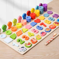 Permainan Memancing Logaritmik Multifungsi Kayu Obo, Puzzle Pencocokan Bentuk Geometris, Papan Aktivitas Edukatif Anak, Mainan Alfabet