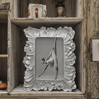 Cadre photo en résine pour photo de style vintage européen, rétro, fleur en or et argent, décoration intérieure