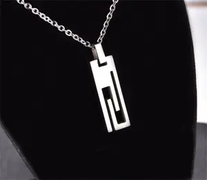 Ouj Maze Silver Pendant Stainless Steel Chain Necklace for Men Ideal Gifts for Him for Dad Brother Husband Boyfriend Male Friend