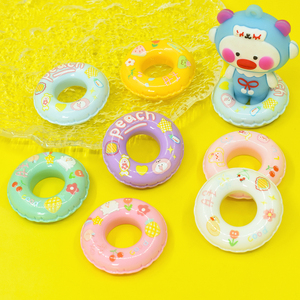 Cabujón plano de resina con diseño de flotador de natación de dibujos animados para manualidades DIY, accesorios para fundas de teléfono con pegamento cremoso, horquillas y materiales para manualidades - Product Image 4