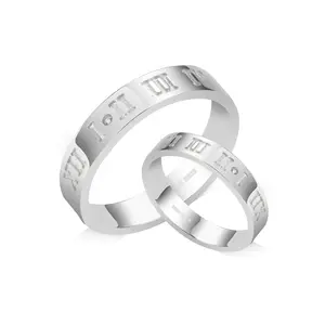 HAIKE 925 Sterling Silver Plated Gold Simple And Versatile Number Symbol Personalized Couple Ring Commemorative Day