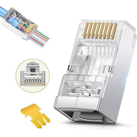 Connecteur RJ45 blindé Cat6 en gros, connecteur modulaire STP 8P8C à passage direct, terminaison facile pour câble Ethernet blindé