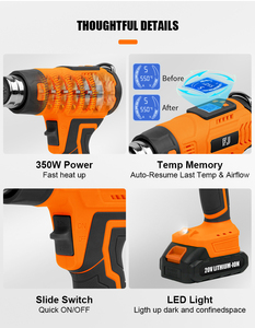 Pistola de Calor Inalámbrica Portátil Recargable con Batería de Iones de Litio de 20V, con Pantalla LCD H0T-CD01-180, Fabricante en China H0T - Product Image 3