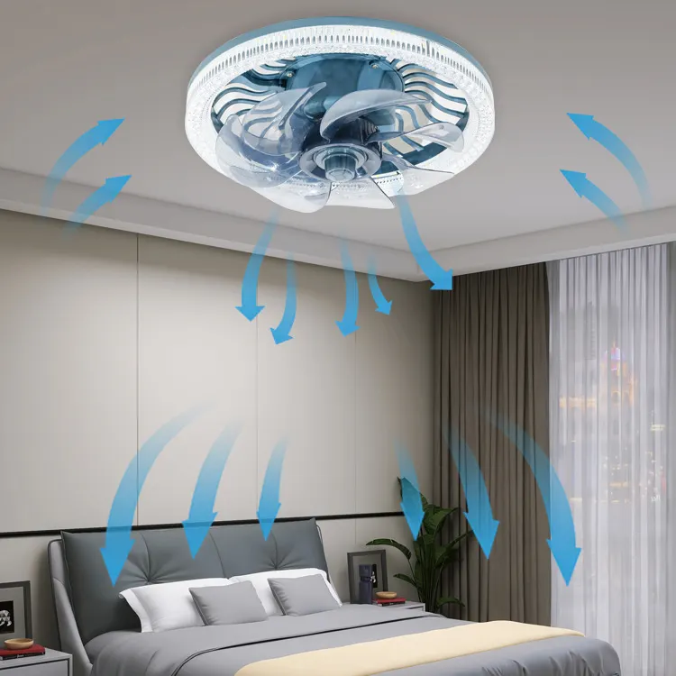 Soffitto Led ventilatore a testa mobile intelligente oscuramento E27 lampadina per la casa decorazione 360 rotante telecomando moderno ventilatore da soffitto