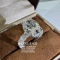 Bague de fiançailles personnalisée en or 10K 14K 18K ou platine PT950 avec diamant de laboratoire ovale 6 7 8 CT, pureté VVS2, double halo et pavé sur double sangle fendue