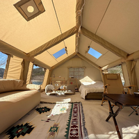 Tente de camping gonflable quatre saisons en tissu Oxford pour 5 à 8 personnes, deux chambres, un salon, ouverture automatique rapide, imperméable