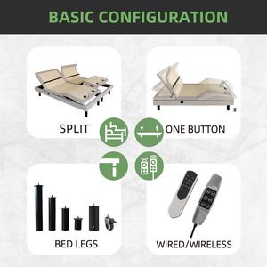 Mecanismo de 4 motores independiente, <span class=keywords><strong>cama</strong></span> de masaje eléctrica ajustable con inclinación de cabeza y soporte lumbar - Product Image 6