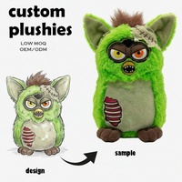 Jouets en peluche personnalisés avec logo d'unicornes violettes, fermeture à glissière pour crayons, peluche d'animal en peluche pour anniversaire