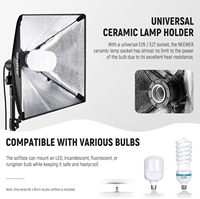 NEEWER Softbox 24x24in/60x60cm Dengan Soket Porselen E26/Kabel Daya Bersertifikasi UL/Diffuser Putih/Adaptor Stand, Nilon Tahan Lama